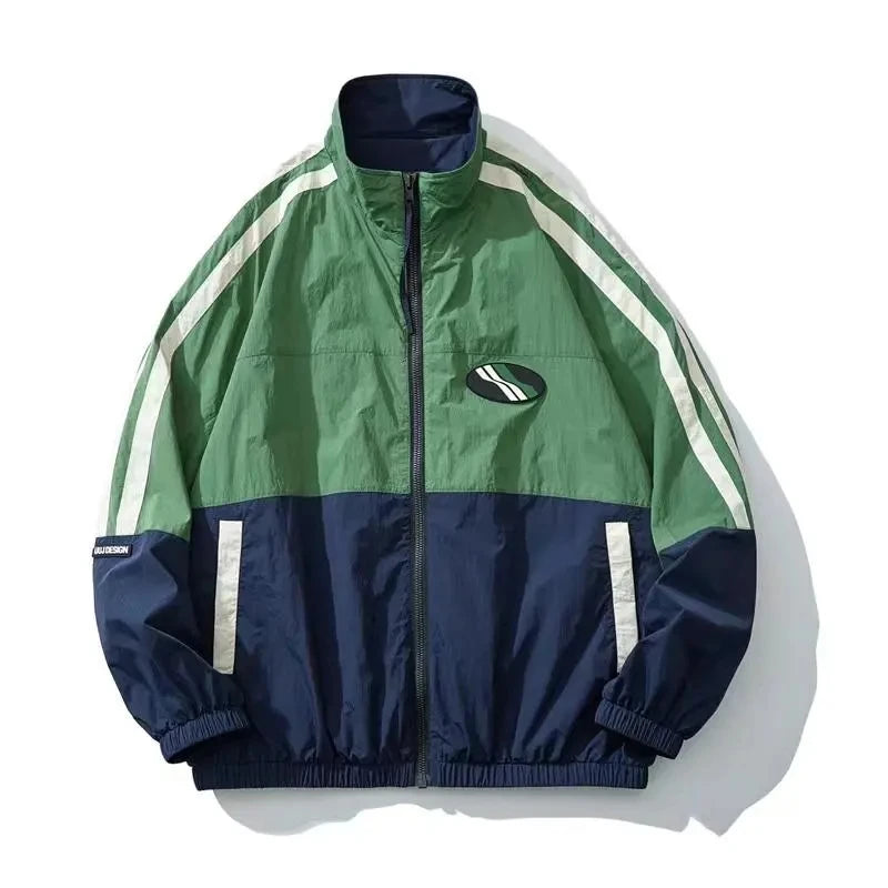 spring korean varsity jacket men women patchwork college coat 2023 color block sport jackets loose windbreaker stand collar unique default style 3282