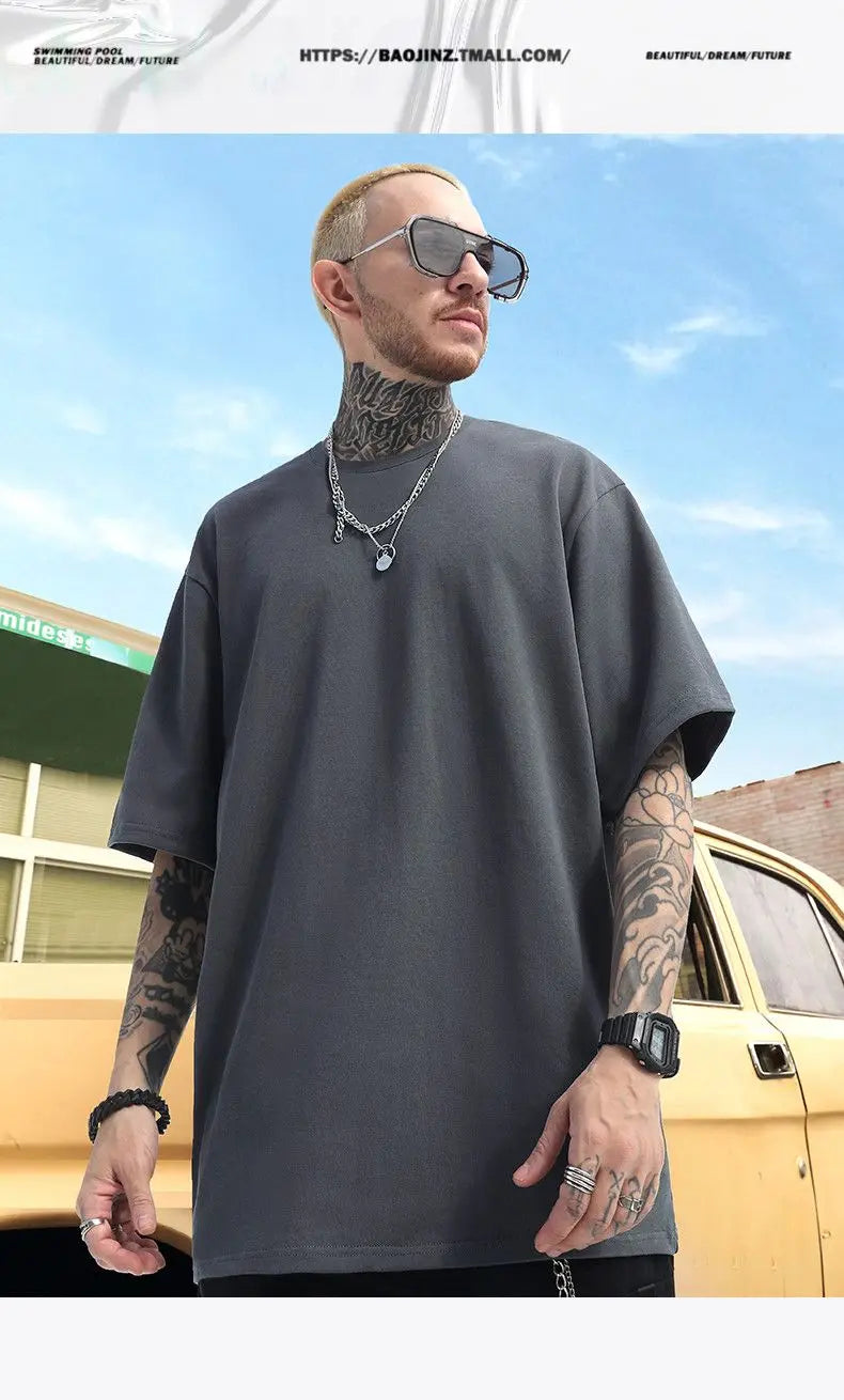 National trend short-sleeved men and women ins print graffiti loose tight couple wear summer trend five-point half-sleeved tops Street King Limited