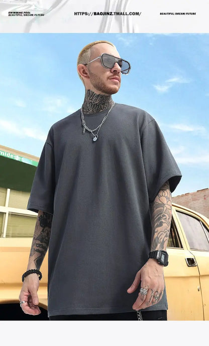 National trend short-sleeved men and women ins print graffiti loose tight couple wear summer trend five-point half-sleeved tops Street King Limited