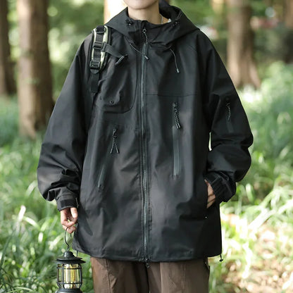 mens vintage waterproof outdoor functional jacket windbreaker camping sports elastic hoodie jackets autumn new fashion overcoat urban fashion pants