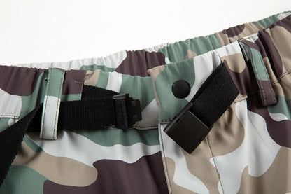 Street Wear Functional Camouflage Cargo Trousers Men Waterproof Pockets Pleated Zip Up Tapered Pants Nylon Belt Men's Clothes Street King Limited
