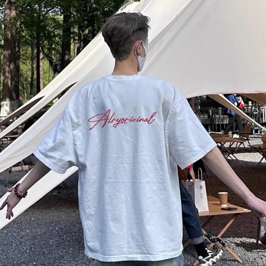 Summer Korean Boys Retro Short-sleeved T-shirt American Personality Street Y2K Hip-hop 2024 White Loose Niche Half-sleeved Top Street King Limited