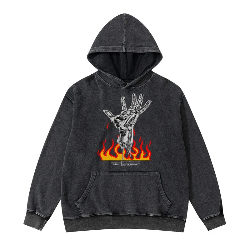 Rainbowtouches Washed Hoodies Men Fashional  High Street Hand Print Vintage Hip Hop Men's Hoodie Street Unisex Superior Quality Street King Limited