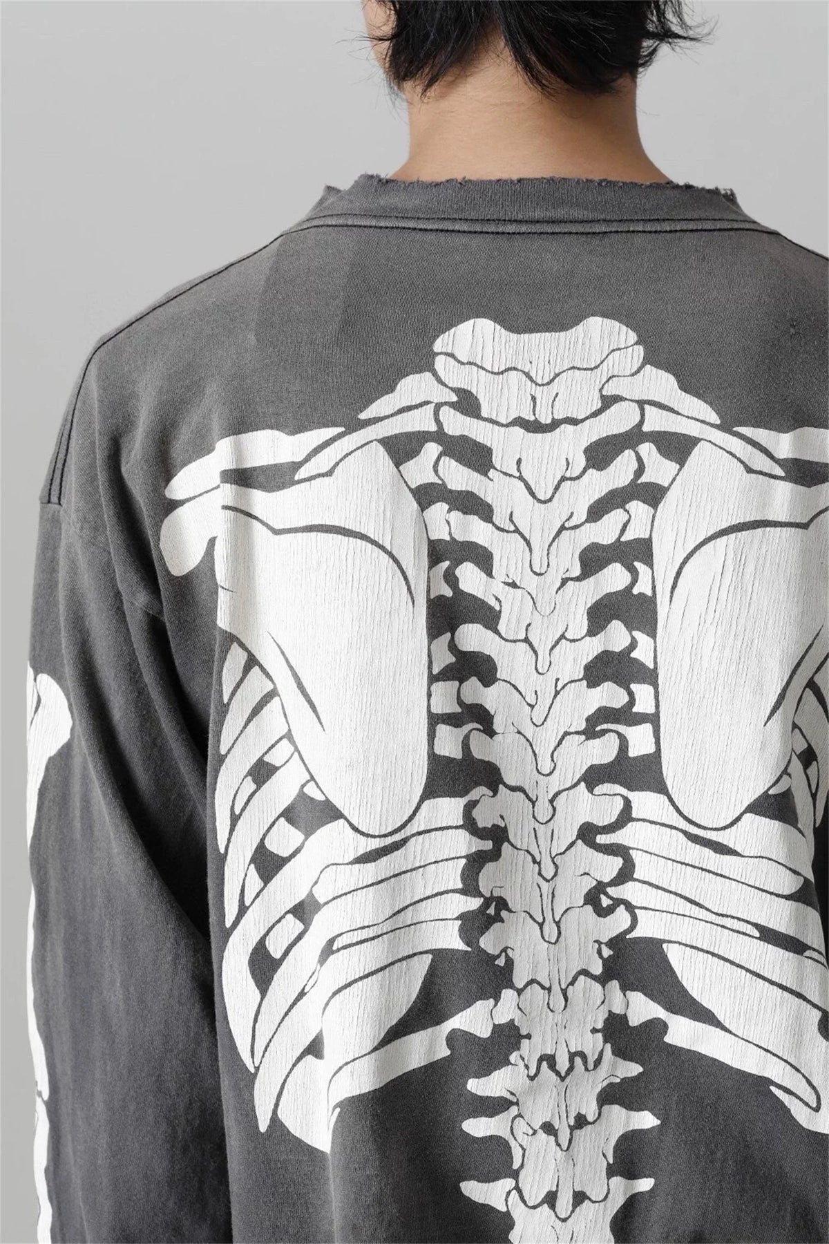 Vintage Retro Summer Skeleton round neck printed loose retro Sweater washed worn Pullover High-Street Long Sleeve Tee Street King Limited