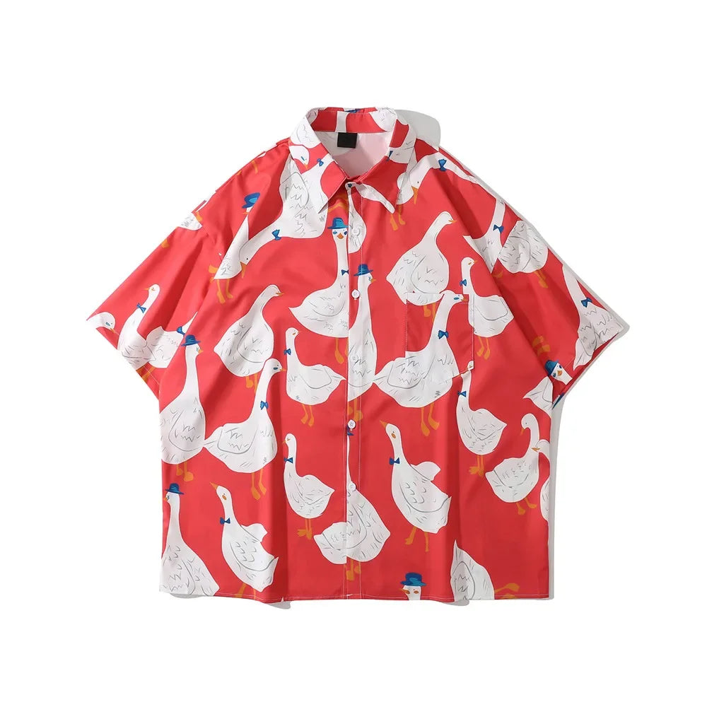 Dark Icon Full Prined Oversized Men's Shirt Short Sleeve Summer Streetwear Shirts for Men Street King Limited