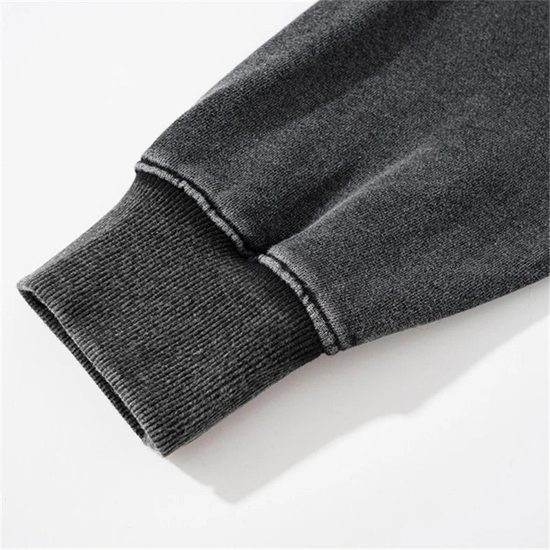 Rainbowtouches Washed Hoodie For Men Vintage Popular Stranger Hip Hop Winter Printing High Street Clothes Black Men's Clothing Street King Limited