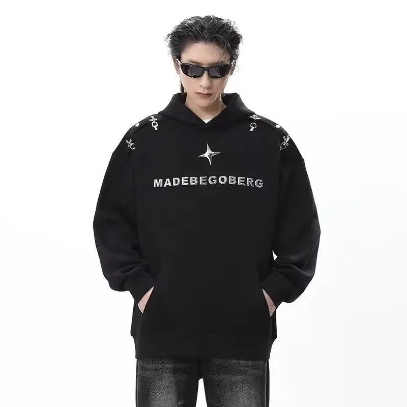 mens autumn hoodie set oversized high street hooded pullover hip hop straight leg jeans 2 piece 2023 street couple fashion suit unique jeans style 4110