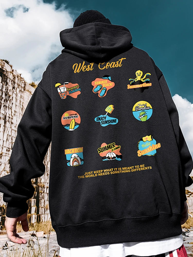 West Coast Graffiti Graphic Hoodie Sweatshirts Men Autumn Pullovers Hoodies Casual Male Y2K Streetwear Top Hip Hop Tracksuit Street King Limited
