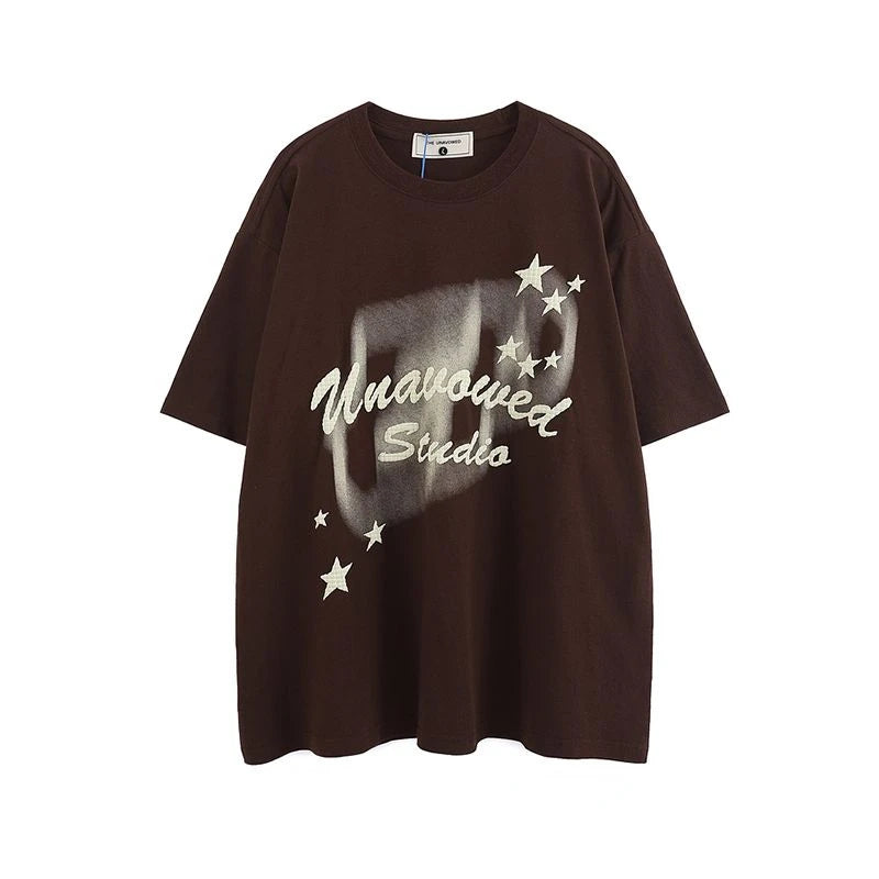 Fashion korean style personality printed graphic T shirt summer men women street hip hop Y2K Simplicity retro oversized T shirt Street King Limited