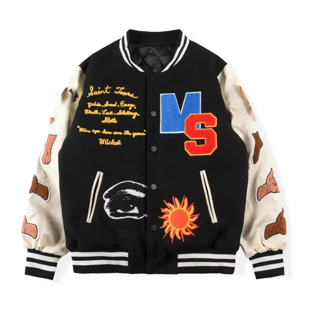 solid color embroidered letter jacket baseball uniform couple wear harajuku style casual loose high street y2k patchwork jacket unique default style 1663