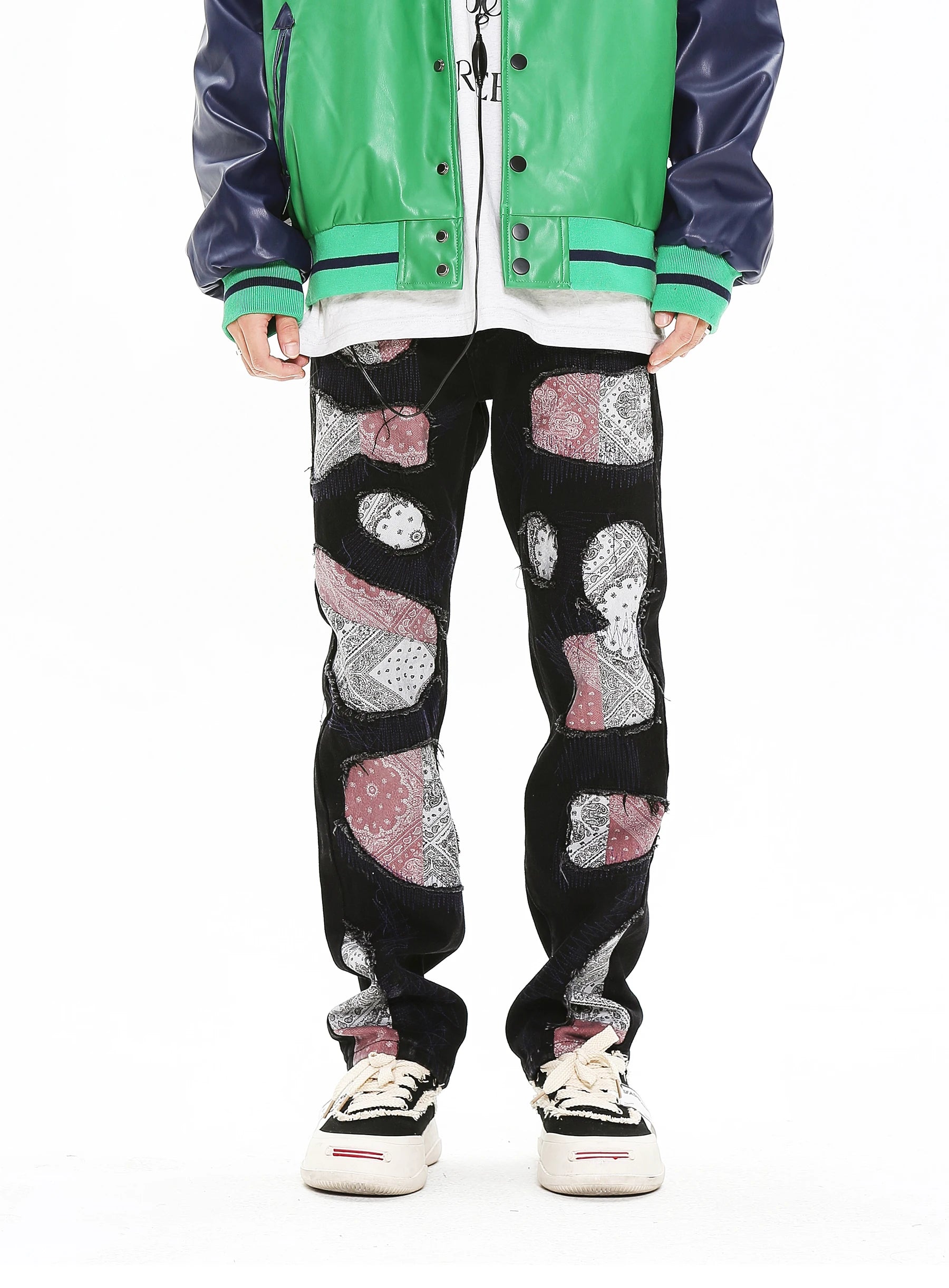 patchwork harajuku denim jeans mens zipper jeans hip hop fashion streetwear new casual straight joggers pants jeans for men unique joggers style 1451