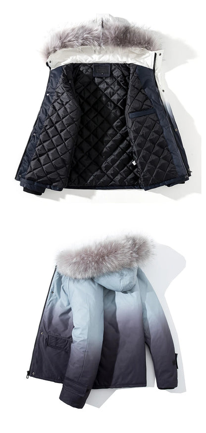 rainbowtouches winter warm gradient parkas men women streetwear thick jackets coat fashion harajuku hoody fur collar coats unique default style 4388
