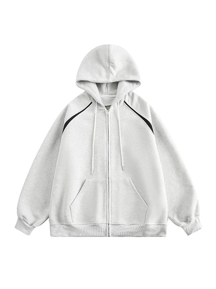 Autumn Oversized Zipper Hoodies For Men New Casual Hooded Cardigan Jackets Streetwear Patchwork Fleece Y2K Hoody Sweatshirts Street King Limited