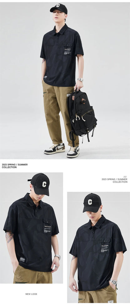 Streetwear Summer Short Sleeve Lapel Polo Shirt Mens Full Print Tee Shirts Korean Summer Short Sleeve Lapel Polo Shirt Mens Full Print Tee Shirts Korean Fashion Pocket Golf Wear Button Camisa Polo Masculina Fashion Sweater Jacket With Graphic Design For Men