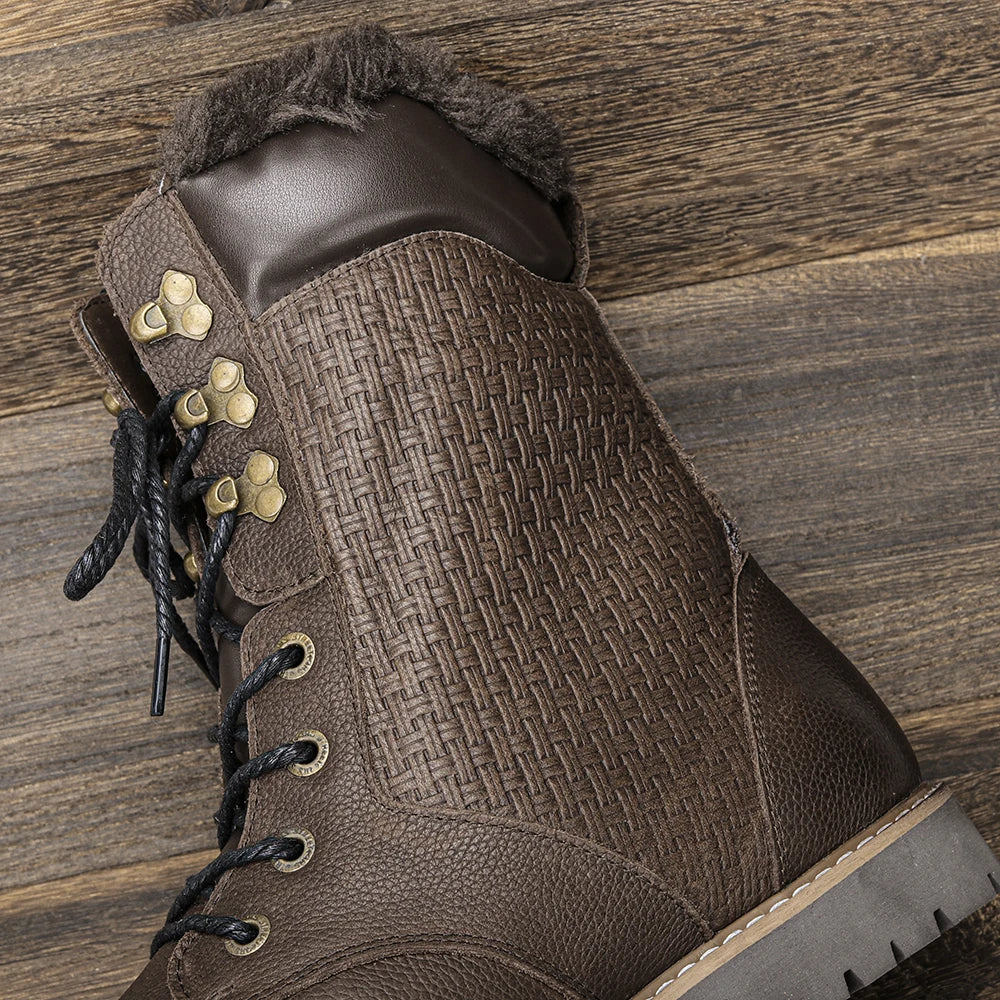 40~48 2023 Genuine Leather Ankle Boot Men Winter Boots Warm Comfortable Non-Slip Snow Boots Men #Dm1578 Street King Limited