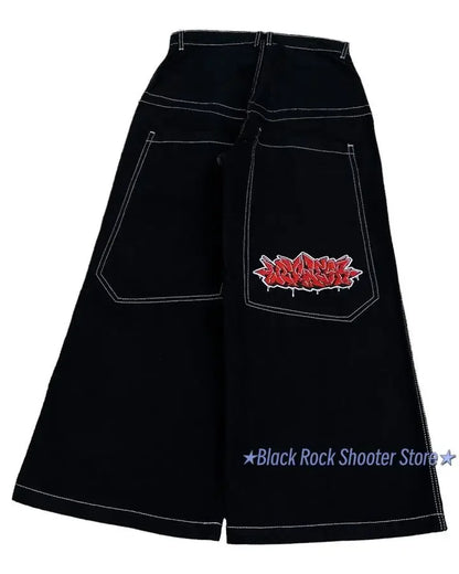 harajuku y2k streetwear wexwear jeans gothic hip hop letter embroidery baggy jeans pants womens high waist wide leg trousers unique jeans style 2081