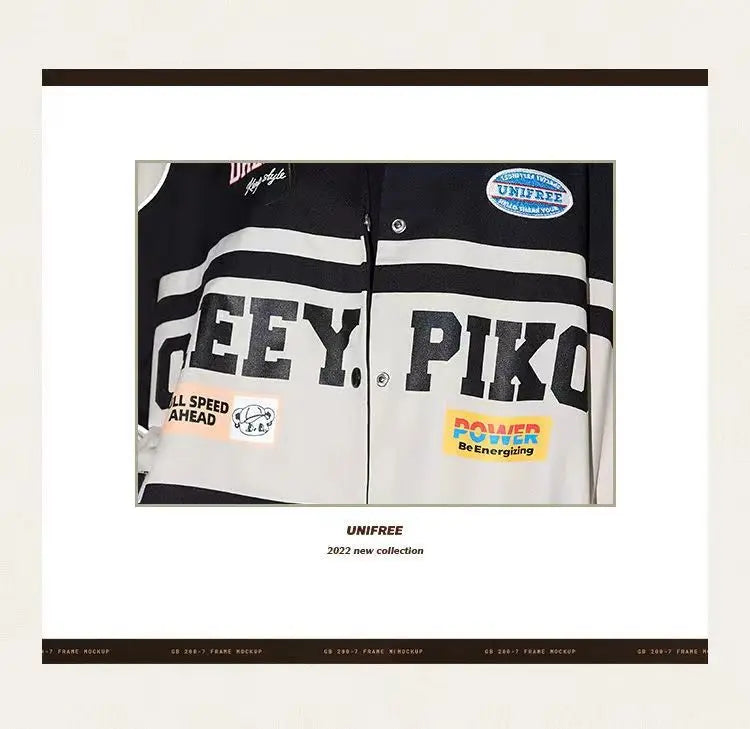 Spring and Autumn American letter printed motorcycle baseball jacket street style racing couple style goth  denim jacket women Street King Limited