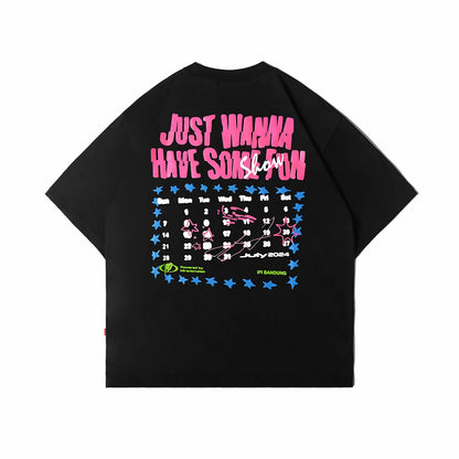 American Trendy Gothic sabretooth Letter Print Oversized T-Shirt Y2K Loose Harajuku Versatile hip hop Short Sleeve Tops tees Street King Limited