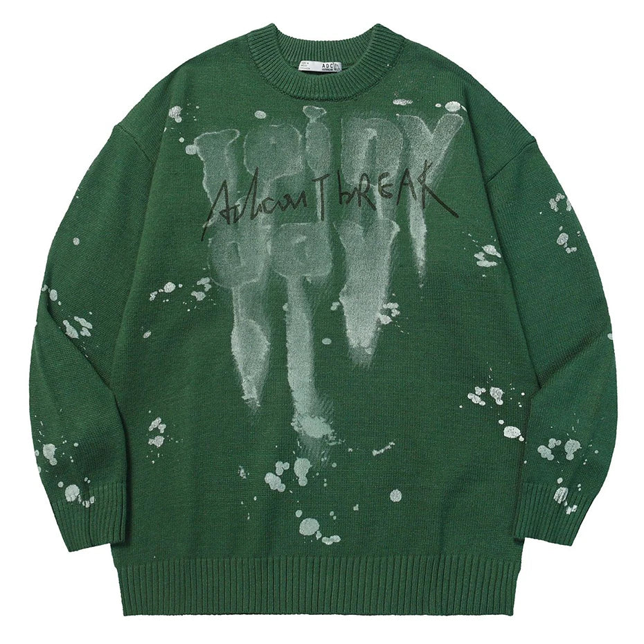 2023 Men Fashion Knitted Sweater Letter Printed Harajuku Oversized Hip Hop Sweaters Fall Winter Loose Jumper Pullovers Street King Limited