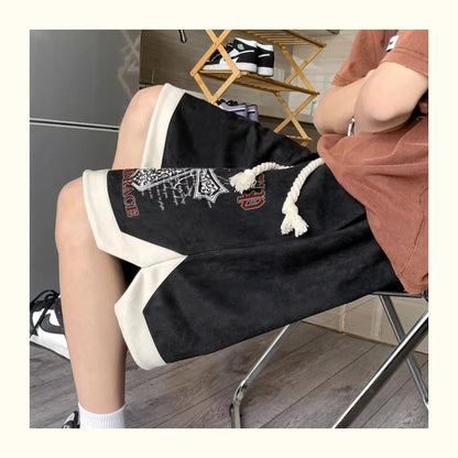high street hip hop men and women summer personalized capris american trendy letter printing loose sports casual shorts y2k unique shorts style 4593