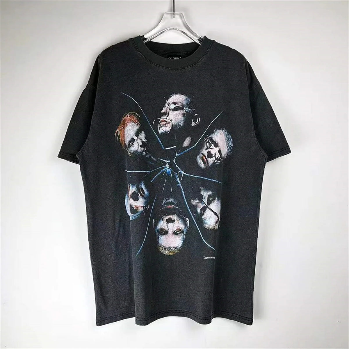 VTG Germany Rock Band Retro Portrait Print Washed Old Casual Oversize Cotton High-Street Tops T-Shirts Street King Limited