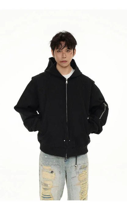spring autumn hood bomber jacket men streetwear fashion loose casual hooded short cargo jacket cityboy coat outerwear unique cargo style 249