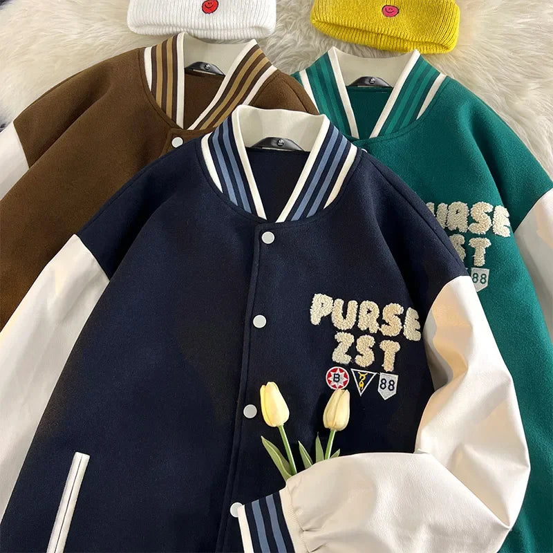 bomber jacket men women high quality suede fabric ins hip hop streetwear varsity jackets new brand baseball coat minimalist street pants