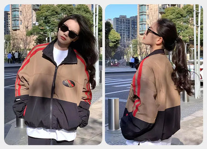 spring korean varsity jacket men women patchwork college coat 2023 color block sport jackets loose windbreaker stand collar unique default style 3278
