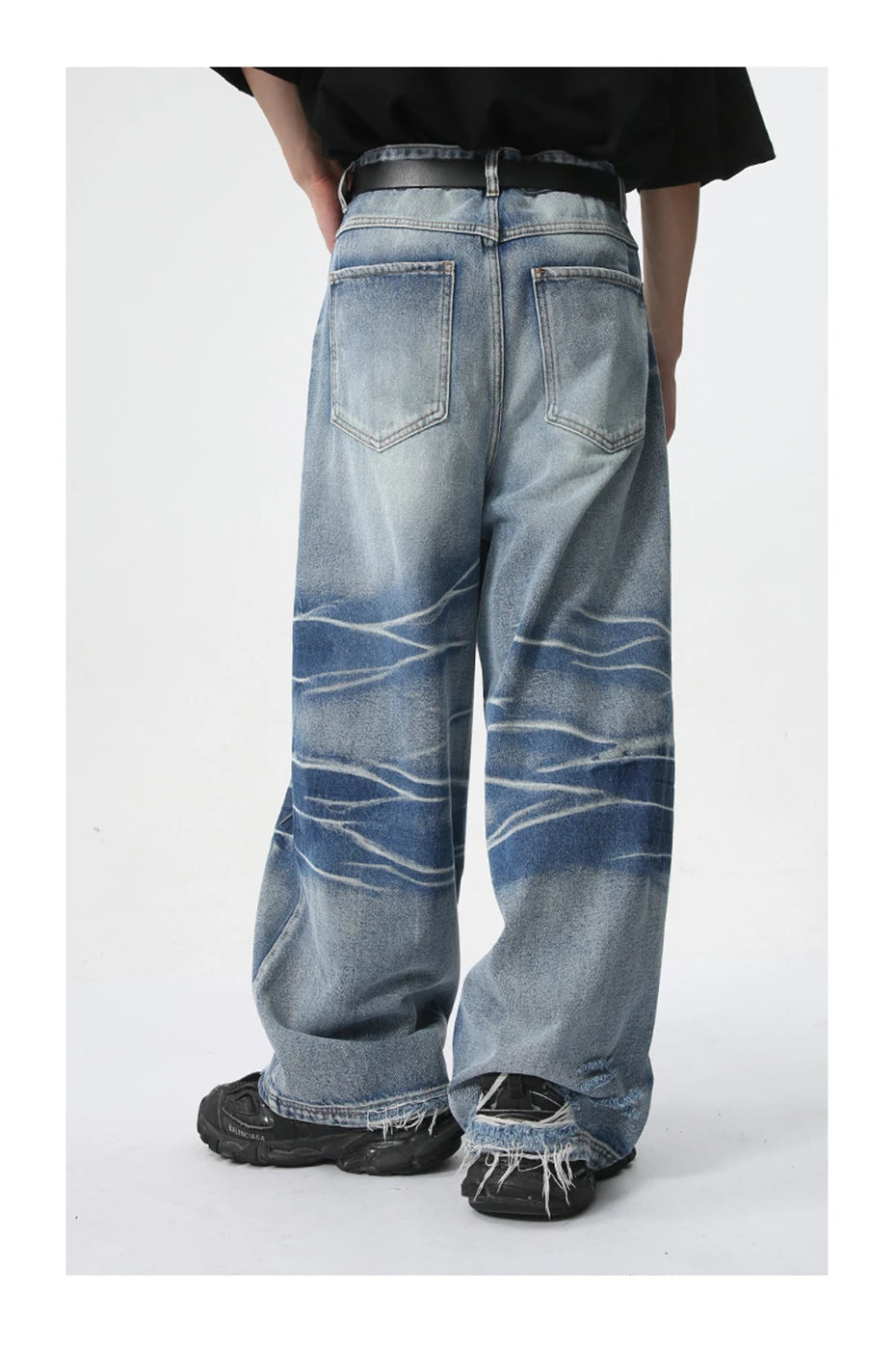 vintage blue baggy jeans man loose straight denim pants harajuku hip hop jeans trousers men unique jeans style 4719