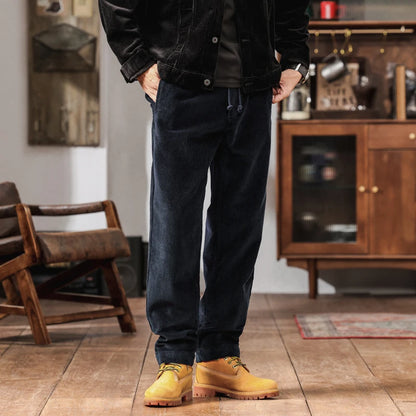 men american retro casual pure cotton corduroy pants japanese streetwear amikaji fashion straight cargo pant trouser unique cargo style 1891