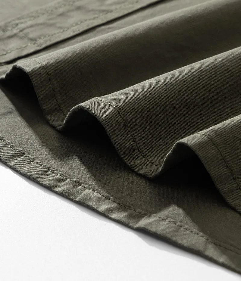Men's Japanese Short Sleeve Cargo Shirt, Solid Color, Simple Fashion, Engineer Casual Shirt, 100% Cotton, New, Summer Street King Limited
