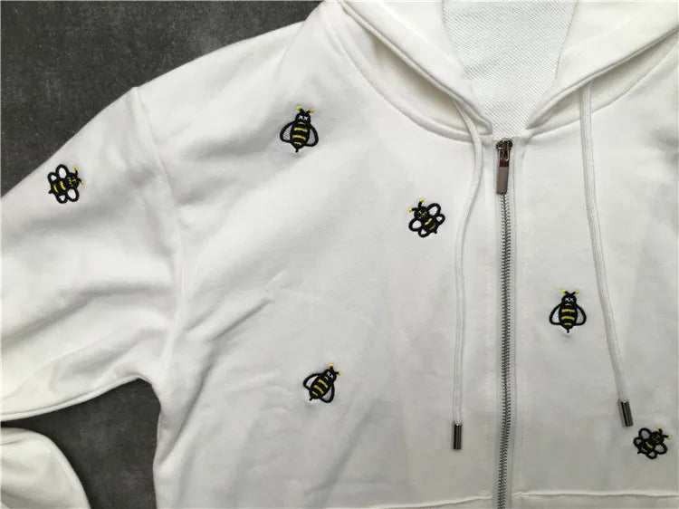 New luxury Men Novelty Embroidery bee Hoodies Hoody hooded Sweatshirts velvet Cotton Drake Thicken Fleece pullover Thicken E03 Street King Limited
