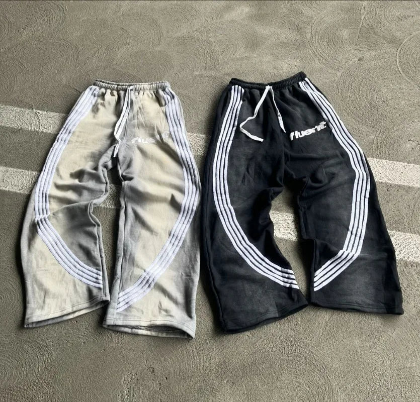 y2k american hip hop rock fashion letter striped nine point pants street fashion brand harajuku retro oversized couple trousers unique default style 3290