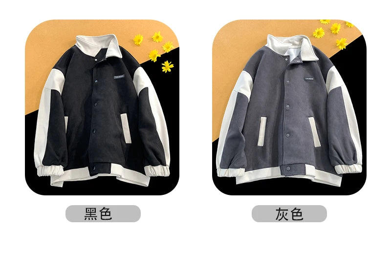 suede baseball jacket 2024 spring men uniform bomber jackets korean streetwear patchwork embroidery label coat unique default style 5049