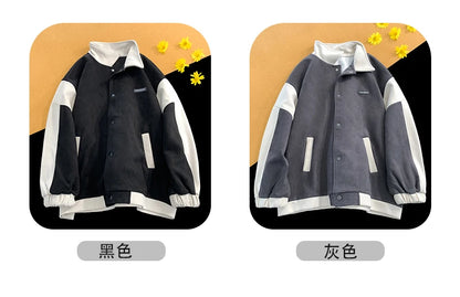 suede baseball jacket 2024 spring men uniform bomber jackets korean streetwear patchwork embroidery label coat unique default style 5049