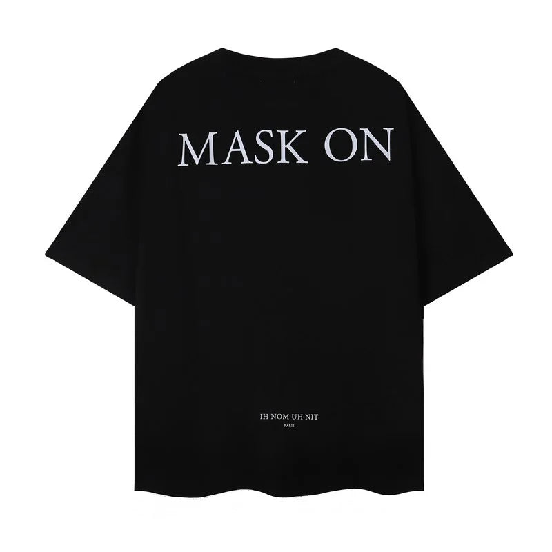 2024ss New IH NOM UH NIT T-shirt Masked Gold Necklace Printing Men Woman Good Quality Chaopai Top Tees Street King Limited