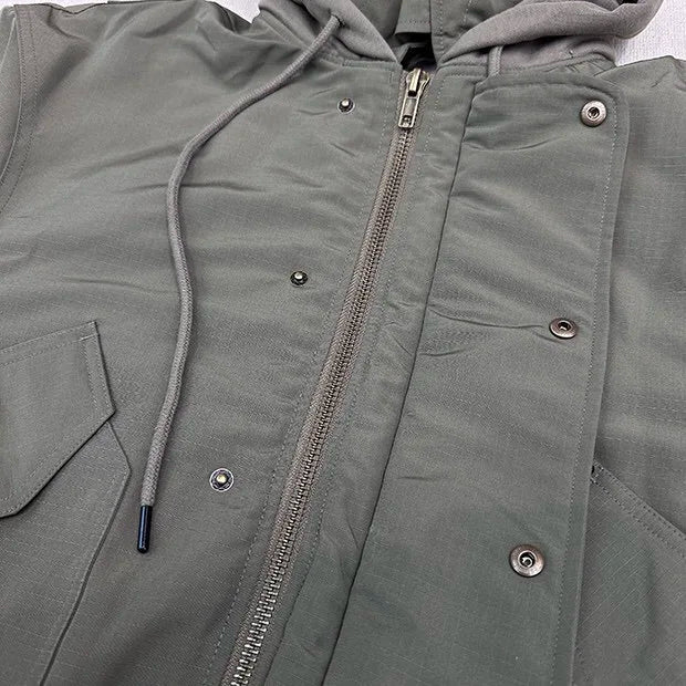 2024AW new cotton dress solid color hooded multi-pocket jacket Street King Limited