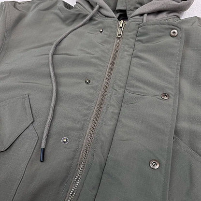2024AW new cotton dress solid color hooded multi-pocket jacket Street King Limited