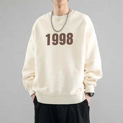 Trendy Korean Personality Simple Retro Sweatshirt for Boys 2024 New Spring and Autumn Ins American Sports Personality Youth Tops Street King Limited
