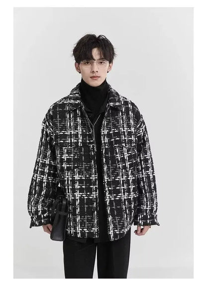 Spring and Autumn High Street Men and Women Trendy Personalized Plaid Collar Jacket Couple Retro Korean Coat Harajuku Top y2k Street King Limited