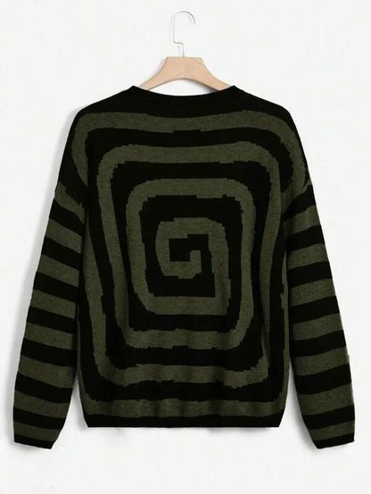 Y2K Women's Sweater Clothing Vintage Knitted Wool Sweater Jumper Round Neck Stripe High Neck Round Neck Long Sleeve Clothing Top Street King Limited