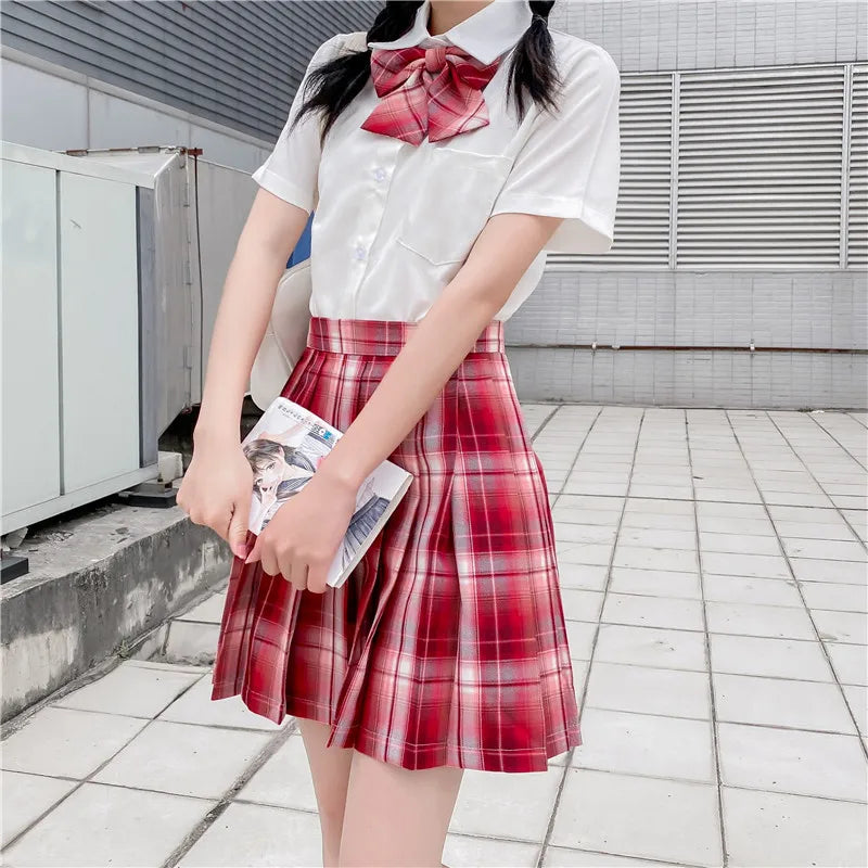 Jk Uniforms Gyaru School Uniform for Girl Student Pleated Skirt Uniform Set Women Short Sleeve Bow Tie Seifuku Japanese Style Street King Limited