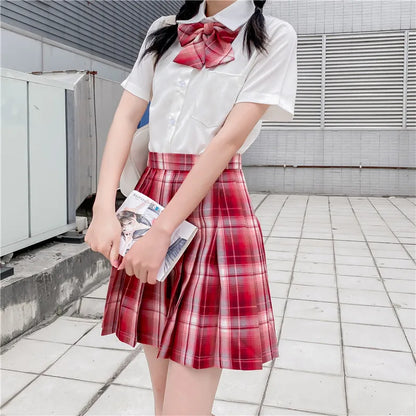 Jk Uniforms Gyaru School Uniform for Girl Student Pleated Skirt Uniform Set Women Short Sleeve Bow Tie Seifuku Japanese Style Street King Limited