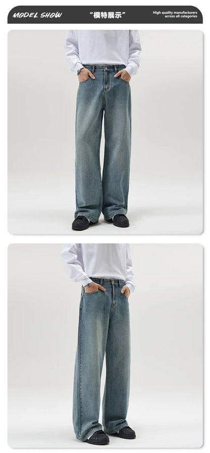 men wide leg straight streetwear fashion loose casual vintage denim baggy jeans pants women y2k jeans trousers unique jeans style 1748