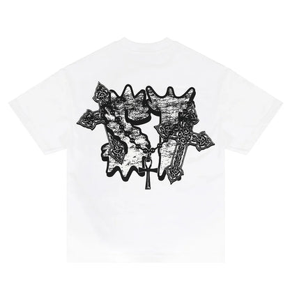Summer New Chaopai Boxer Letter Print T-shirt Men Woman 1:1 Best Quality Loose Versatile Vintage O-Neck Tops Tee Street King Limited