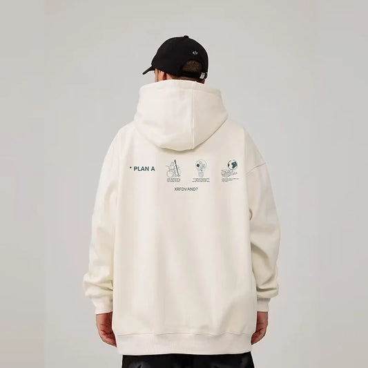 New in Vintage Letter Print Hoodies For Men High Street Fashion Hoody Sweatshirts Hip Hop Oversized Fleece Graphic Y2K Hoodie Street King Limited