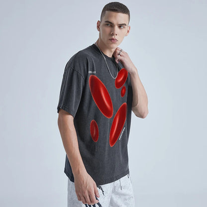 Rainbowtouches Washed Men's T Shirt Vintage Unisex Special Design Printing Shirt High Street Graphic Fashion Loose Mens Shirts Street King Limited