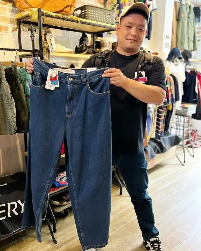 retro deep blue polar big boy baggy jeans mens women gothic wide leg trouser y2k hip hop cartoon embroidery streetwear jeans ripped baggy denim