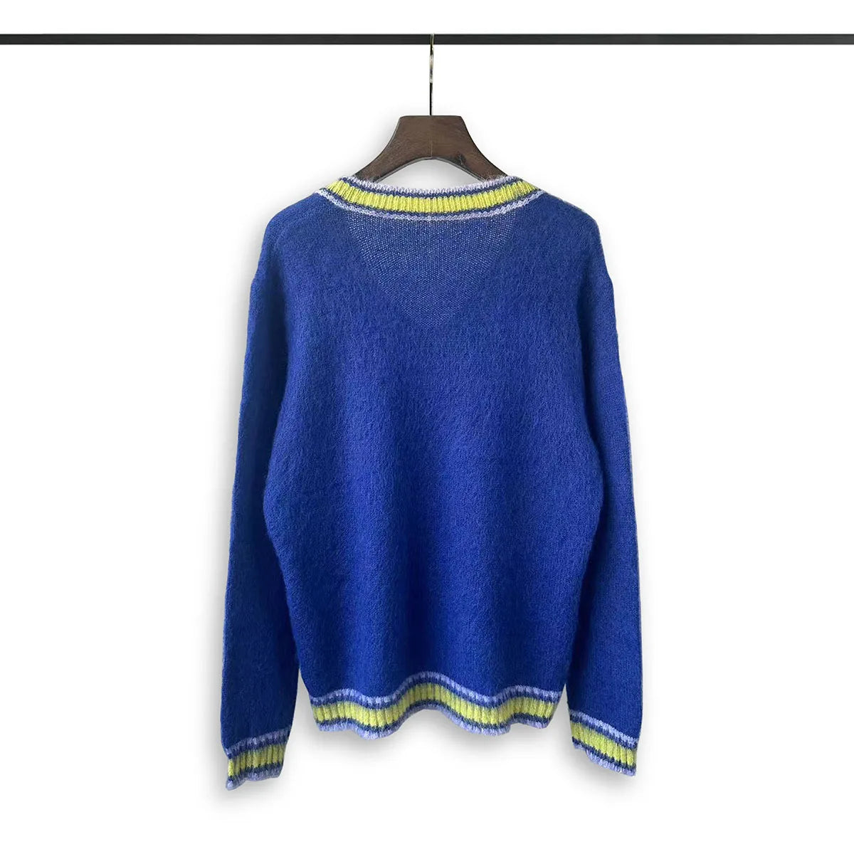 V Neck Striped Blue Pullover Sweater for Men and Women Streetwear Ropa Hombre Casual Autumn Wool Sweater Oversized Loose Tops Street King Limited