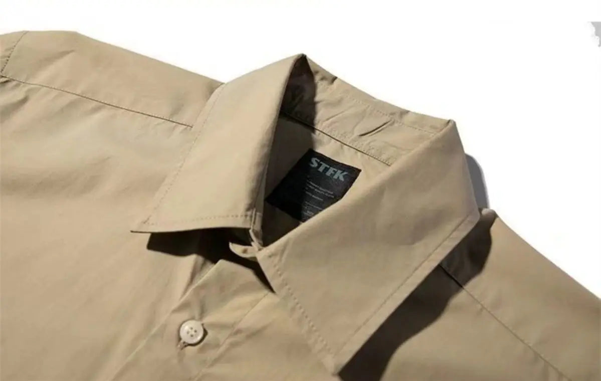 Summer Japanese retro Hong Kong style workwear short-sleeved shirt for women street loose casual versatile Korean style shirt Street King Limited